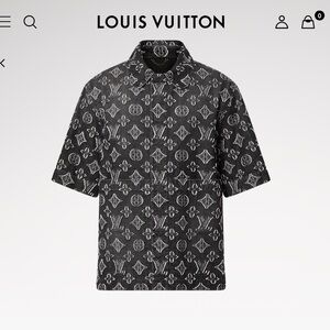 LOUIS VUITTON Monogram Short-Sleeved Chambray Shirt SIZE L